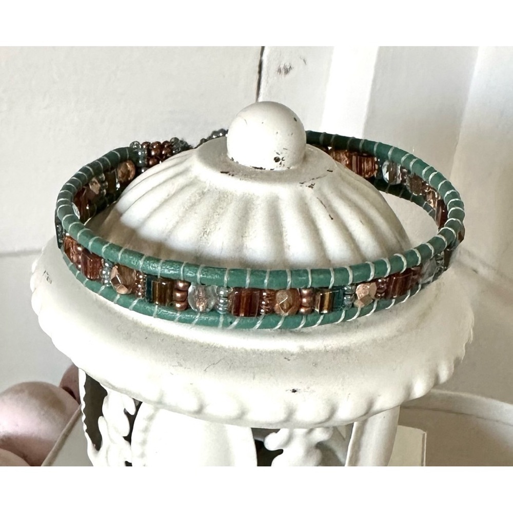 Leather beaded handmade bracelet in excellent condition
